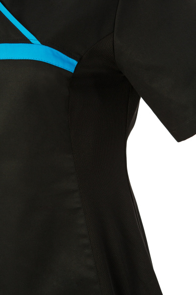 Блуза ЛИНДРЕД (Lindred) ОРИОН женская черная/бирюза, рукав короткий