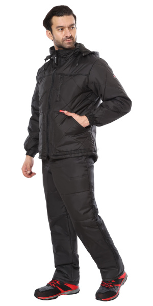 Куртка зимняя "ПРАГА-Люкс" удлиненная с капюшоном, черный