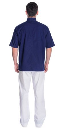 Блуза "Элит" медицинская мужская, синий + белый