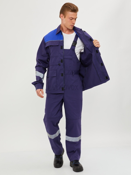 Костюм летний ВЕКТОР, куртка, п/к, т.синий/василек, СОП 50 мм, 255 г/м2, МВО