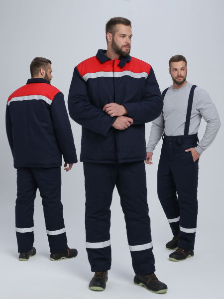 Костюм сварщика зимний Велд-СОП 1 кл.защиты (тк.Хлопок ОП,350) брюки, т.синий/красный