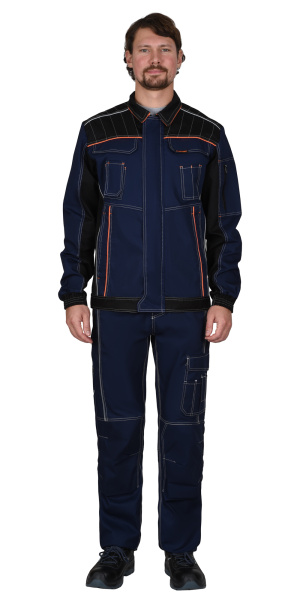 Куртка ПРЕСТИЖ кор,. т.синяя с черным и оранжевой отделкой