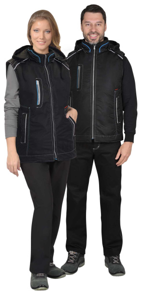 Жилет утепленный с капюшоном АЛЕКС черный на подкладке