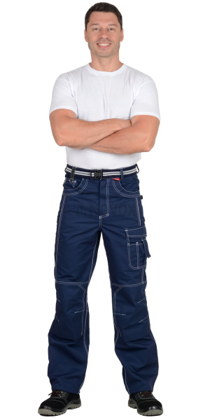 Брюки мужские летние "ПРЕСТИЖ" синие, кант СВМ