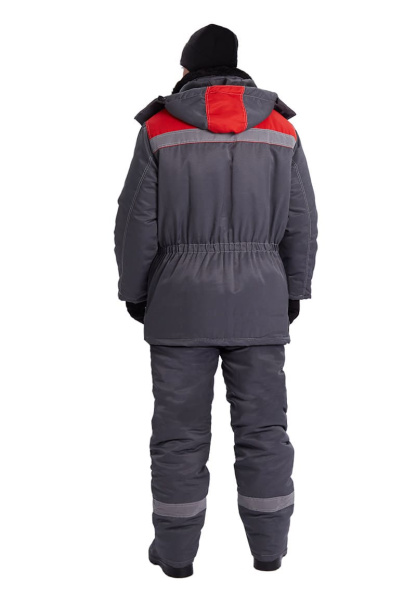Костюм зимний "ВЬЮГА" куртка/полукомб. цвет: т.серый/красный