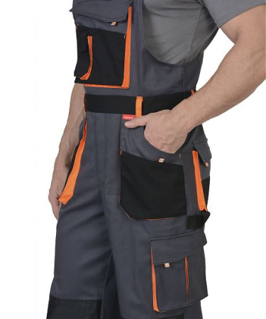 Полукомбинезон "МАНХЕТТЕН" т.серый с оранж. и черным тк. стрейч пл. 250 г/кв.м