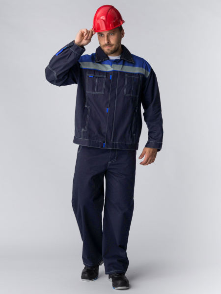 Костюм Флагман-Фаворит-1 СОП (тк.Саржа,200) брюки, т.синий/васильковый