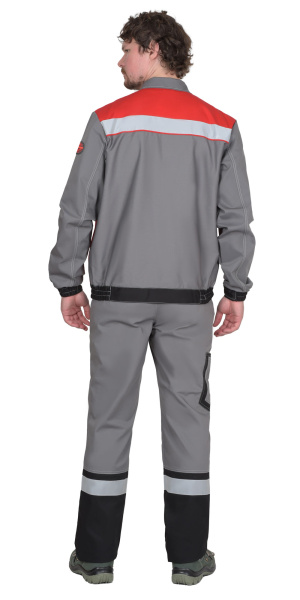 Костюм "МАСТЕР" куртка кор., брюки, средне-серый с красным, СОП
