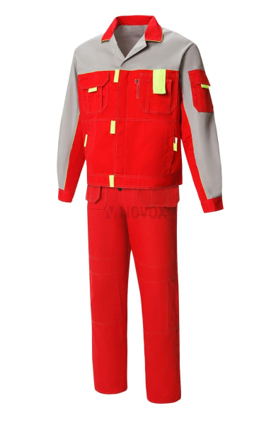 Костюм "Профессионал-2", куртка, п/к, красный-светло-серый