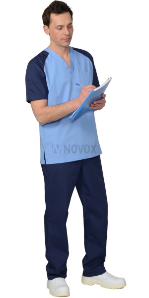 Костюм "ИНТЕРН" мужской тёмно-синий с голубым