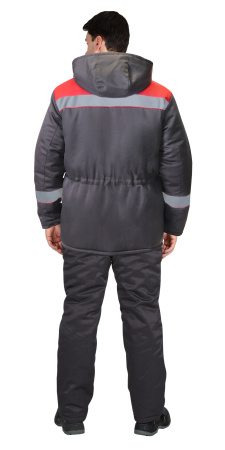 Куртка БРИГАДИР мех. ворот, темно-серая с красным и СОП