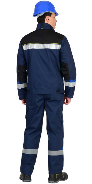 Костюм "Бостон" куртка (чз), брюки, т.синий с васильковой и черной отделкой