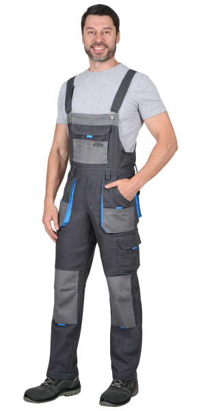 Костюм "Двин" куртка длин. (чз), п/к, .серый со ср.серым и голубой отделкой пл. 275 г/кв.м