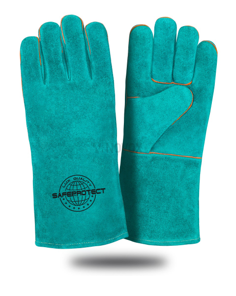 Краги спилковые Safeprotect КАМЧАТКА бирюзовые (флисовая подкладка) р. 10,5