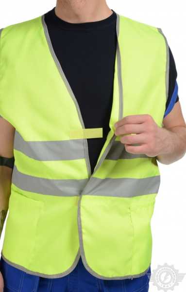 Жилет сигнальный "Спектр" на липучке лимонный с СВП (СОП)