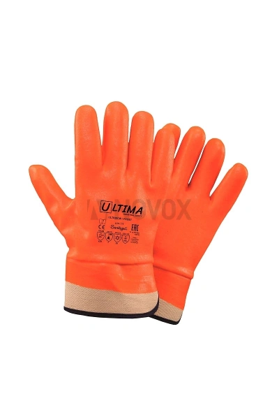 Перчатки рабочие зимние Ultima ULT620CW "Frost" с ПВХ покрытием, манжета крага цвет оранжевый