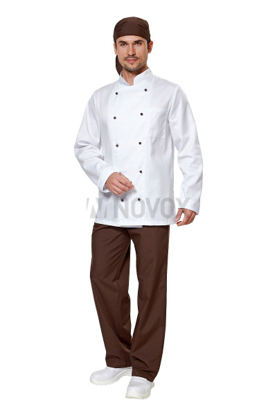 Костюм мужской "Поварской" цвет белый/шоколад