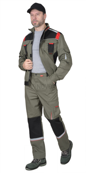 Костюм "СТАН" куртка (чз), брюки, оливковый с черным и красным