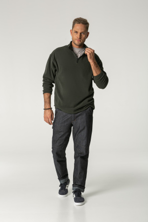 Толстовка КОТЛАЙН (KOTLINE) флисовая с воротником тройер хаки