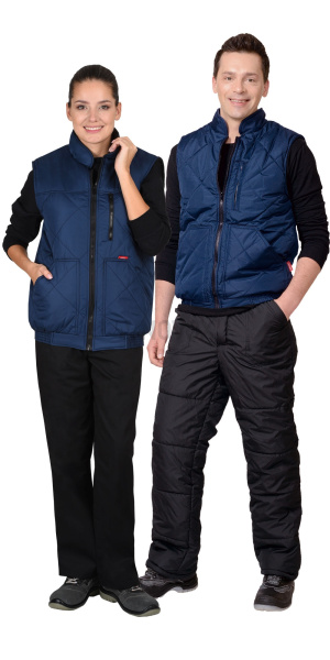 Жилет ЕВРОПА утепленный тёмно-синий с флисовой подкладкой