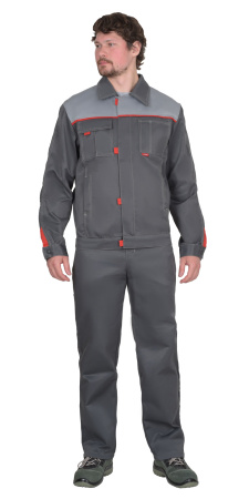 Костюм "ФАВОРИТ" куртка, брюки темно-серый со св.серым, 80% ПЭ, 20% ХБ