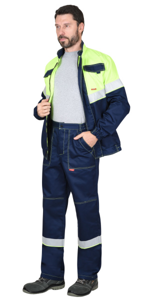 Костюм летний «НАВИГАТОР» куртка, брюки, т.синий/лимонный