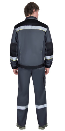 Костюм "ФАВОРИТ" куртка, п/к, серый с черным, лимонным кантом и СОП