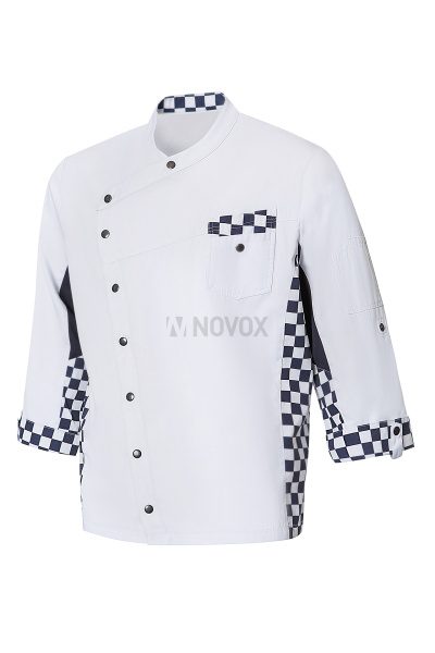 Китель поварской РИСТРЕТТО ШЕФ мужской т.синий/клетка крупная