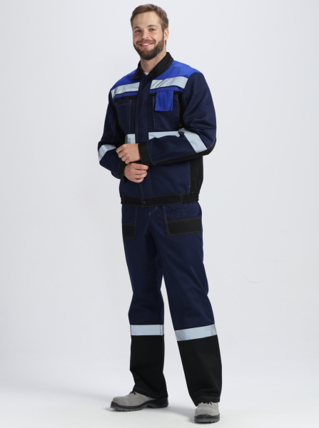 Костюм Виват-2 Премиум UZ (тк.Смесовая,240) п/к, т.синий/черный/васильковый