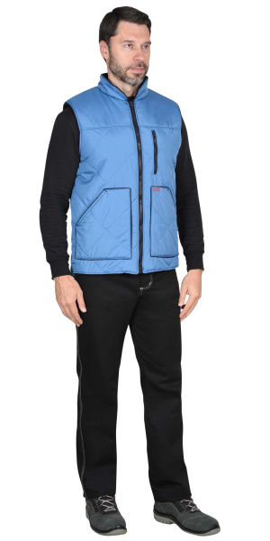 Жилет ЕВРОПА удлиненный (на подкладке флис) темно-голубой