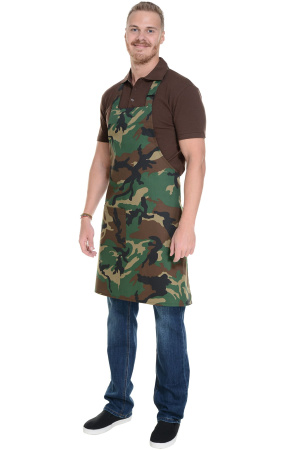 Фартук HORECA (ХОРЕКА) с нагрудником camouflage green (камуфляжный зеленый)