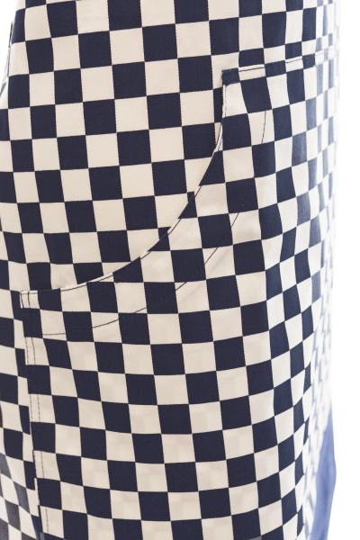 Фартук РИСТРЕТТО ШЕФ с нагрудником удлиненный т.синий/клетка крупная