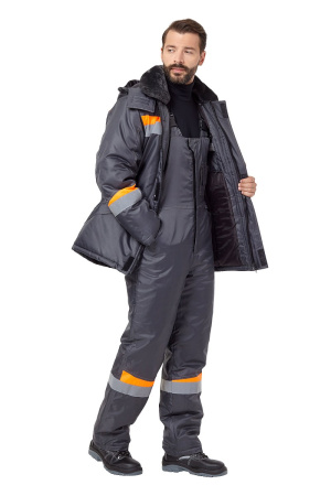 Костюм рабочий мужской зимний "Комфорт" цвет темно-серый/оранжевый