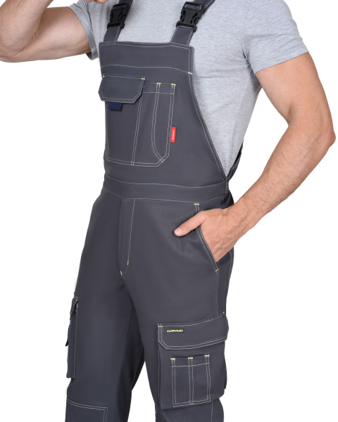 Полукомбинезон "ДЖЕТ", тк. мех. стрейч с ВО, т.серый с синим 