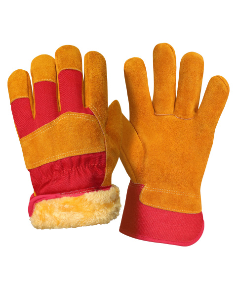 Перчатки спилковые комбинированные утепленные Safeprotect АЛТАЙ желтые (меховые) р. 10,5