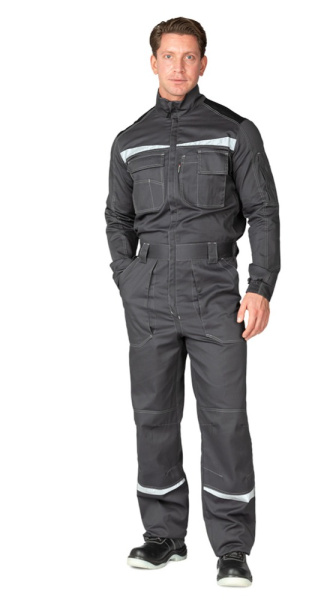 Комбинезон мужской летний "Профессионал" тёмно-серый/чёрный