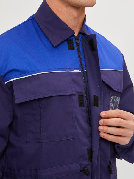 Костюм летний ВЕКТОР, куртка, п/к, т.синий/василек, СОП 50 мм, 255 г/м2, МВО