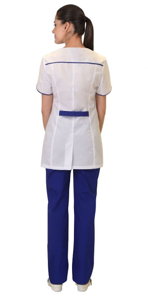 Костюм "БЕЛЛА" женский белый с васильковым