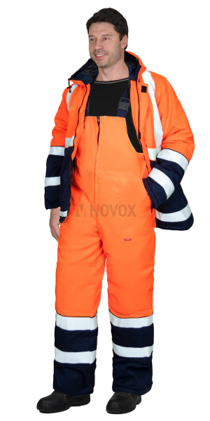 Костюм "МАГИСТРАЛЬ-3-РОСС" куртка, п/к, синий с оранж. и СОП 50мм