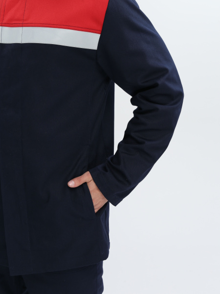 Костюм сварщика Велд-СОП 1 кл.защиты (тк.Хлопок-ОП,350) брюки, синий/красный