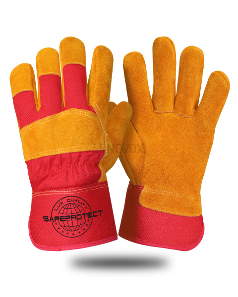 Перчатки спилковые комбинированные утепленные Safeprotect АЛТАЙ желтые (меховые) р. 10,5