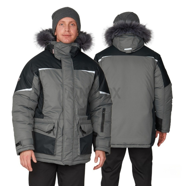 Куртка мужская утеплённая "Сюрвейер" тёмно-серый/чёрный