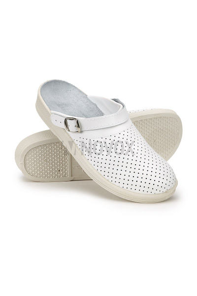 Сабо мужские "Медикал" кожаные, ПВХ, цвет белый