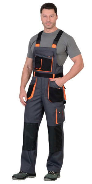 Полукомбинезон "МАНХЕТТЕН" т.серый с оранж. и черным тк. стрейч пл. 250 г/кв.м