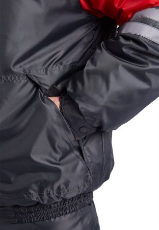 Костюм зимний "СТИМ" куртка/полукомб. цвет: т.серый/красный