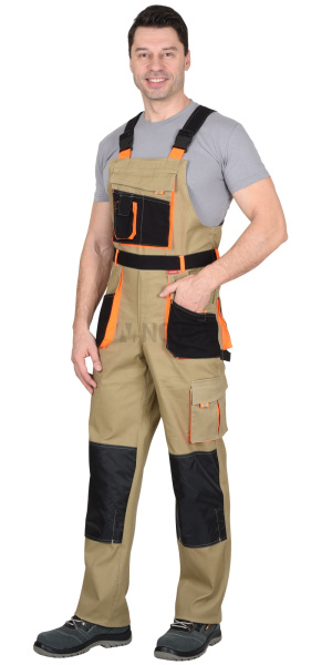 Полукомбинезон "МАНХЕТТЕН" песочный с оранж. и черным тк. стрейч пл. 250г/кв.м