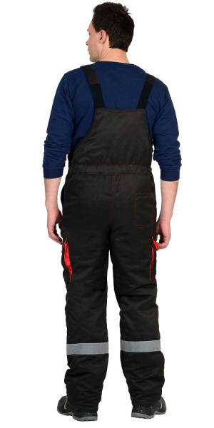 Костюм зимний "ТИТАН" куртка дл., полукомбинезон, цв. черный/красный