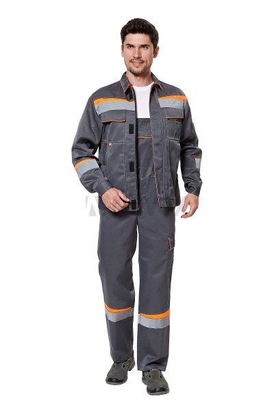 Костюм "Комфорт 2", куртка, п/к, серый/оранжевый