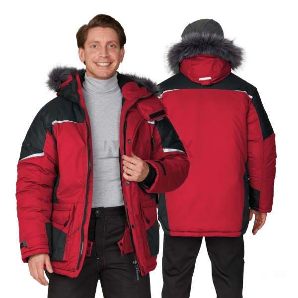 Куртка мужская утеплённая "Сюрвейер" красный/чёрный