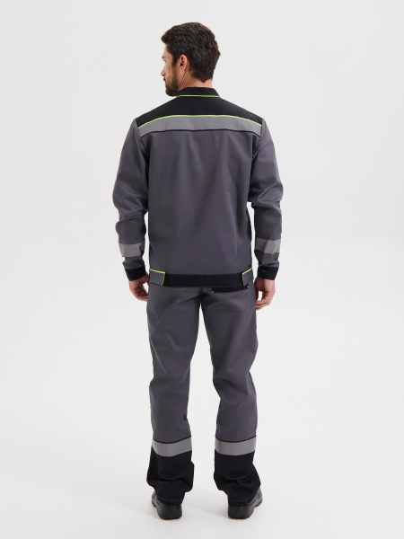 Костюм "Система" (КУРТКА+БРЮКИ) цв. т.серый/черн/лимон